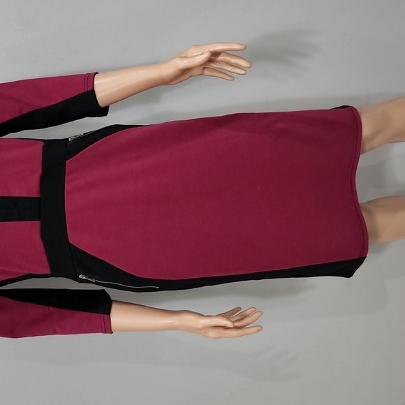 HOMEYEE Women's Pencil Stretch Dress 3/4 Sleeve Fushia/black Size‎ 8 - Picture 4 of 9